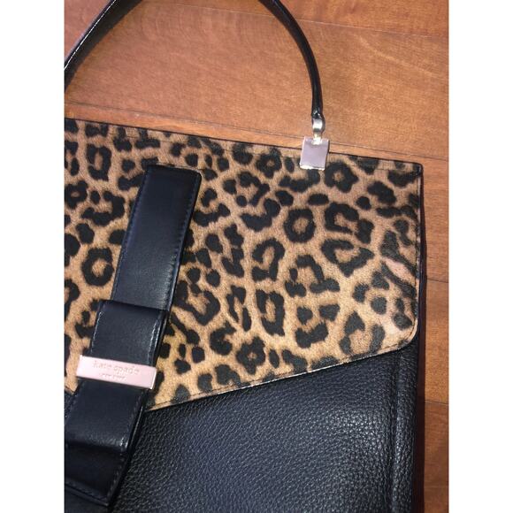 Kate Spade Rosaline Handbag Black pebble leather with animal print - Picture 9 of 12